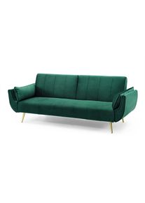 Nyitható ülőgarnitúra Amiyah / 215 cm - zöld bársony / arany