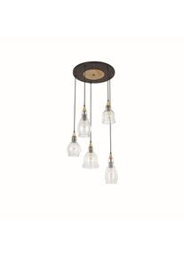 Ideal Lux GRETEL Lampa Wisząca Brązowy, Czarny, 5-punktowe