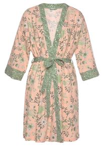 Lascana Dames Ochtendjas pastelgroen / oudroze XS