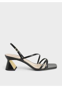 Croc-Effect Strappy Heeled Sandals