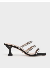 Canvas Gem-Embellished Mules