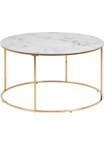 Andas , Couchtisch, (1 Tisch), Rund &Oslash;80, Glas mit Marmoroptik , wei&szlig;