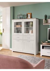 Home Affaire , Highboard »Sarthe«, aus Kiefer massiv, Breite 141 cm , weiß