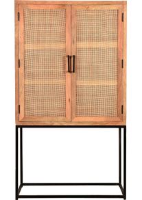 Sit , Highboard, Mit Einsatz aus Rattangeflecht , beige