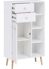 Schildmeyer , Hochkommode &raquo;Moonlight&laquo;, mit M&ouml;belf&uuml;&szlig;e aus Massivholz, Melamin-Oberfl&auml;che und Soft-Close-Funktion , wei&szlig;