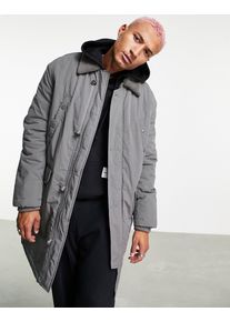 ASOS DESIGN parka jacket with tonal borg collar in light grey