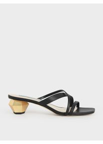 Cross Strap Heeled Mules