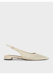 Leather Laser-Cut Slingback Ballerinas