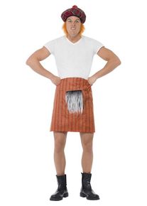Smiffys Spódnica Mr Fleecy Scotsman w szkocką kratę z futrzaną kieszenią dla mężczyzn