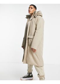 ASOS DESIGN oversized parka jacket in stone-Neutral