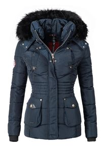 Marikoo Dames Winterjas 'Vanilla' kobaltblauw / rood / zwart / wit XS