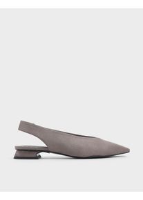 Textured Mini Square Toe Slingback Flats