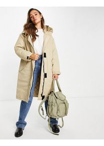 ASOS DESIGN oversized parka coat in stone-Neutral