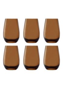 ich-zapfe Verres à eau, Verres à boire, Verres à jus - Colorés, Elements, Lot de 6, Marron, 465ml