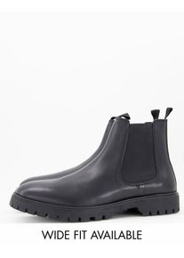 ASOS DESIGN chelsea boots in black leather with chunky sole