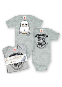 logoshirt , Body &raquo;Harry Potter - Hogwarts & Hedwig&laquo;, mit lizenziertem Print , grau , Trendige Baby-Bodies von logoshirt