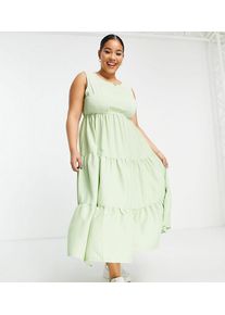 Urban Threads Plus sleeveless tiered summer dress-Green