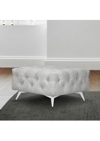LEONIQUE , Polsterhocker »Amaury«, Passend zur "Amaury"-Polsterserie, mit aufwändiger Knopfheftung, Breite 80cm, wahlweise Füße in chromfarben,...
