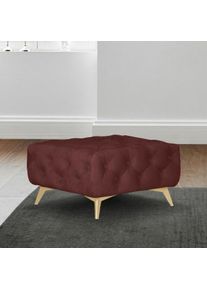LEONIQUE , Polsterhocker »Amaury«, Passend zur "Amaury"-Polsterserie, mit aufwändiger Knopfheftung, Breite 80cm, wahlweise Füße in chromfarben,...