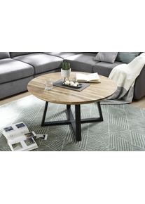 MCA furniture , Couchtisch »Safaga«, Wohnzimmertisch Rund Massivholz lackiert , beige