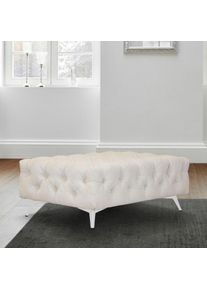 LEONIQUE , Polsterhocker »Amaury«, Passend zur "Amaury"-Polsterserie, mit aufwändiger Knopfheftung, Breite 120 cm, wahlweise Füße in chromfarben,...