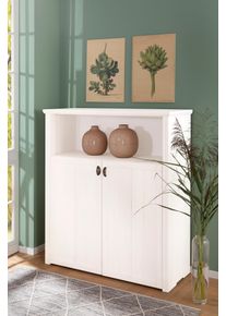 Home Affaire , Highboard »Hoyer«, aus Kiefer massiv, mit dekorative Frässungen, Breite 118 cm , weiß