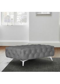 LEONIQUE , Polsterhocker »Amaury«, Passend zur "Amaury"-Polsterserie, mit aufwändiger Knopfheftung, Breite 120 cm, wahlweise Füße in chromfarben,...