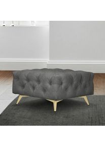 LEONIQUE , Polsterhocker »Amaury«, Passend zur "Amaury"-Polsterserie, mit aufwändiger Knopfheftung, Breite 80cm, wahlweise Füße in chromfarben,...