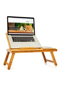 Blumfeldt Asztalka ágyba, összecsukható, laptop asztalka, állítható magasság, 54 x 21 - 29 x 35 cm (SZ x M x M), bambusz