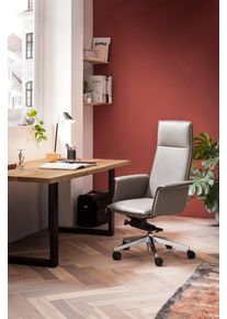 Salesfever , Chefsessel, Echtleder, Bezug aus italienischem Echtleder , silberfarben