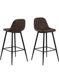 Andas , Bistrostuhl »Willy«, Luxus-Microfaser, Gestell aus Metall, Sitzpolsterung aus pflegeleichten Kunstleder, oder Webstoff, Sitzhöhe 73 cm , braun