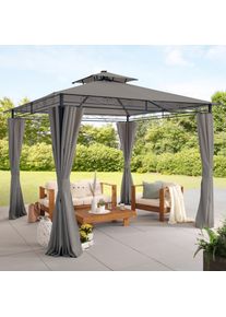 Konifera , Pavillon &raquo;Palma&laquo;, BxT: 300x300 cm, LED-Beleuchtung, Stahl , grau