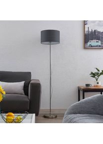 LINDBY Melanie floor lamp, fabric lampshade, grey