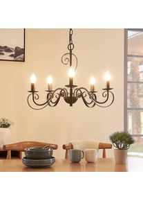 LUCANDE 5-light rust-coloured chandelier Caleb