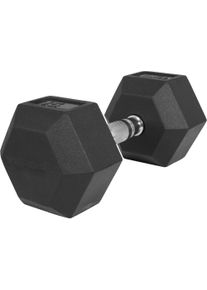 Gorilla Sports Kurzhantel »Hexagon Kurzhantel Gummi 15 Kg« schwarz, Verchromte, geriffelte Kurzhantelstange mit 15 cm Grifflänge
