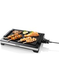 Bestron , Tischgrill &raquo;ABBQ2000S Teppanyaki mit herausnehmbarer Grillplatte & zwei Grilloberfl&auml;chen, antihaftbeschichtet, Schwarz/Silber&laquo;, 2000 W ,...