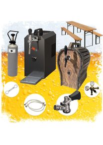 ich-zapfe Complete Set - Biertap JET 30 1-kraans, droogkoeler, 35 liter/uur Thuistap, Bierkoeler, Opvouwbare biertent set met houten vat