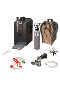 ich-zapfe Complete Set - Biertap JET 30 1-kraans, droogkoeler, 35 liter/uur Thuistap, Bierkoeler met houten vat, Schoonmaakset voor biertap en vat