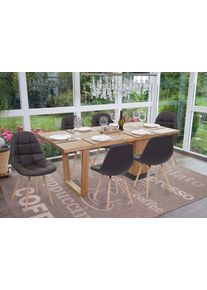 6er-Set Esszimmerstuhl HWC-A60 II, Stuhl Küchenstuhl, Retro 50er Jahre Design ~ Kunstleder braun