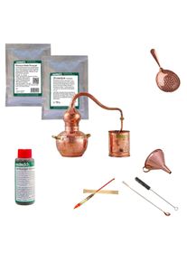 ich-zapfe Complete set Alambiek, Distilleerketel, Distillatie apparaat - Alembic Premium met toebehoren en gistingshulpmiddel, koper 1L