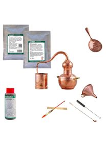 ich-zapfe Ensemble complet Alambic, Distillateur, Appareil distillation - Cuivre, avec accessoires et aide à la fermentation, 2 litres
