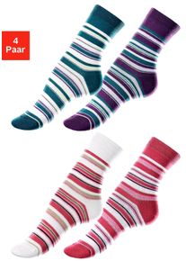 Lavana Socken, (4 Paar), Mit Ringelmuster bunt, Größe 19-22, Multipack mit 4 Paar Ringelsocken