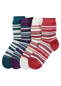 Lavana Socken, 4 Paar, mit Ringelmuster Bunt, Größe 19-22