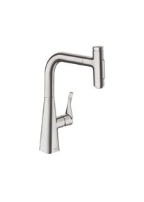 Hansgrohe Metris Select M71 Robinet de cuisine monocommande avec bec extractible et sBox acier inoxydable brossé 73817800