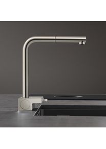 Hansgrohe Aquno Select M81 Robinet de cuisine monocommande avec bec extractible et sBox acier inoxydable brossé 73830800