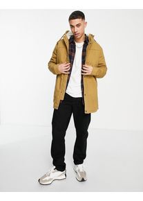 Only & Sons Only & Sons borg lined parka coat with hood in camel-Neutral