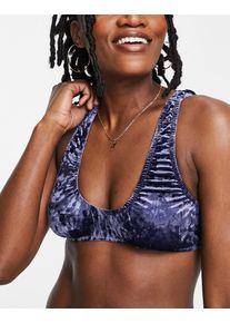 WEEKDAY tora recycled velvet soft bra in navy