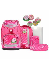 Ergobag Set di zaini per la scuola 6 pezzi, compreso il set di klettie fucsia