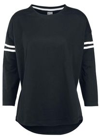 Urban Classics Shirt met lange mouwen - Ladies Sleeve Striped L/S Tee - S tot 3XL - voor Vrouwen - zwart-wit