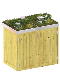 Binto cache poubelle pour 2 poubelles, bois de conifères avec pot de fleur à prix bas